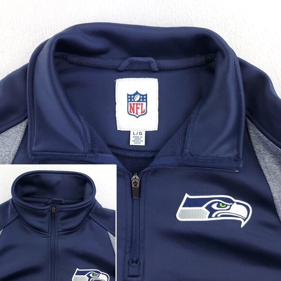 Seattle Seahawks 1/4 Zip Fleece Pullover Sweatshirt NFL Authentic Men's Large - Picture 4 of 14